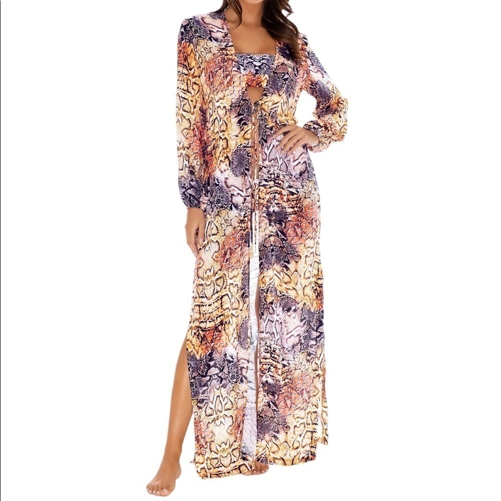 Nordstroms Luli Fama animal print snakeskin tunic cover up kimono resortwear